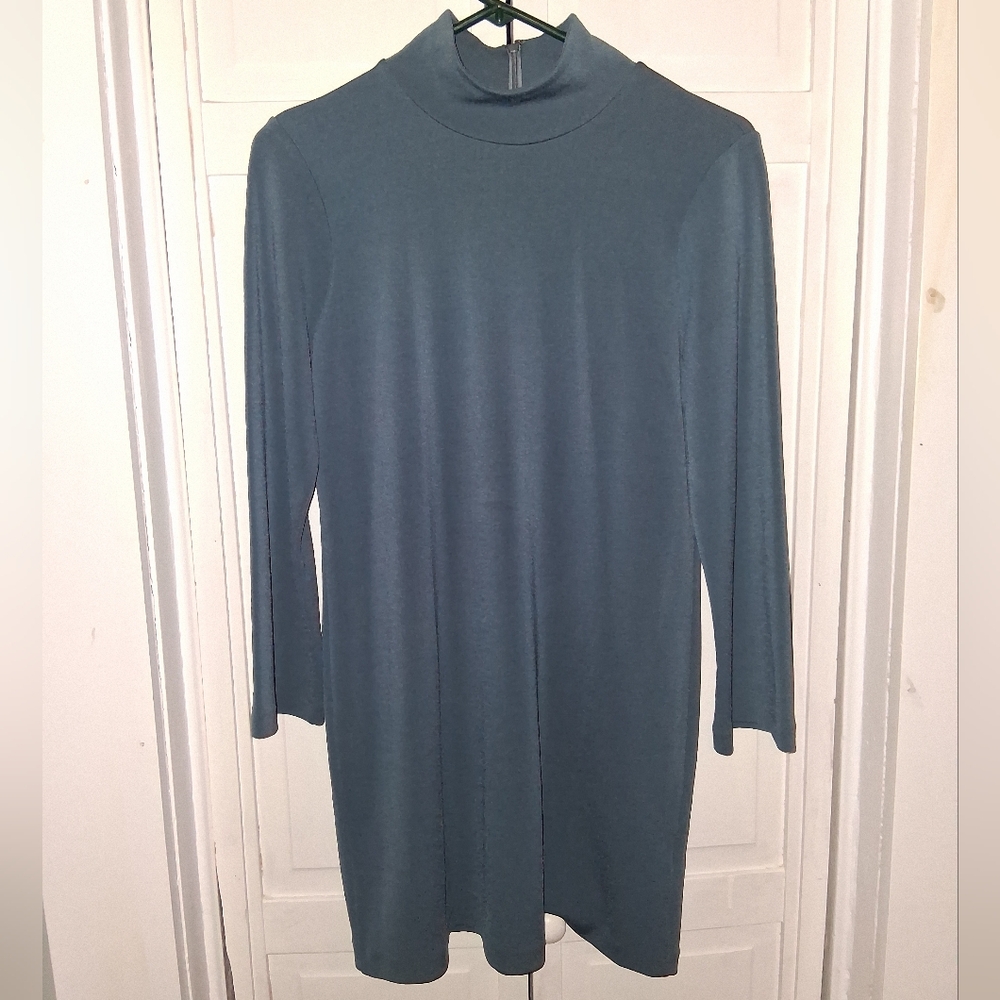 Club Monaco Teal Long Sleeve Cowl Neck Midi Dress